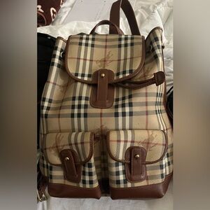 Burberry Beige and Brown Check Backpack
